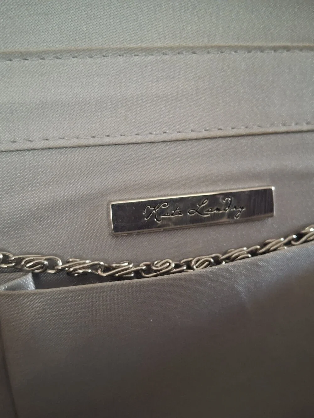 Kate Landry Metallic Silver Textured Clutch